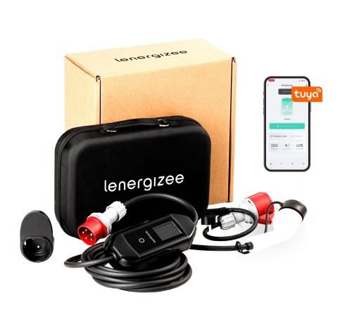 Lenergizee Mobile 11 kW tragbares Ladegerät, 5 m Kabel, Stecker, Adapter, Tasche