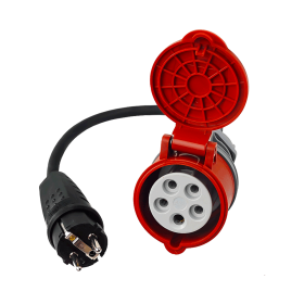 Netzadapter - Reduzierung von 32A 5P Steckdose, IP44, auf 230V Stecker