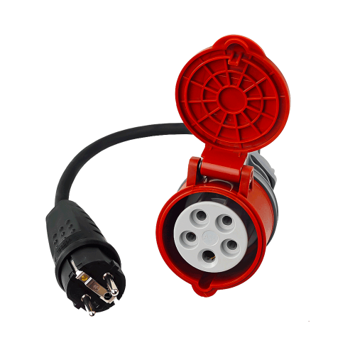 Netzadapter - Reduzierung von 32A 5P Steckdose, IP44, auf 230V Stecker